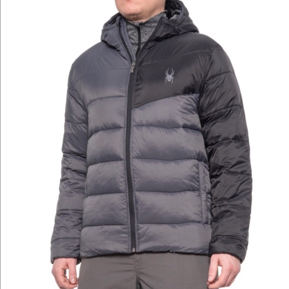 Spyder Men's Gray and Black Puffer Jacket
